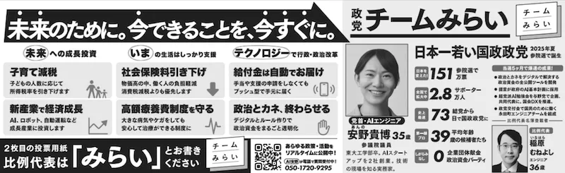比例代表 北海道ブロックの選挙公報、詳細は以下に記載