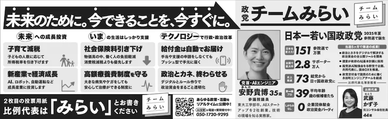 比例代表 北関東ブロックの選挙公報、詳細は以下に記載