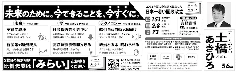 どばしあきひろの選挙公報、詳細は以下に記載