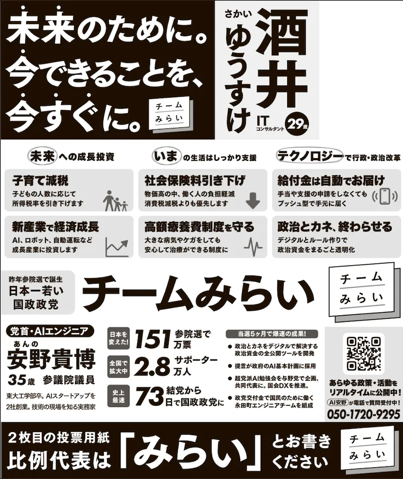 さかいゆうすけの選挙公報、詳細は以下に記載